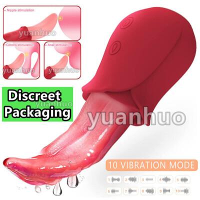 Realistic-Tongue-Licking-Vibrator-Oral-Nipples-Clit-Massager-use-Lubricants-US