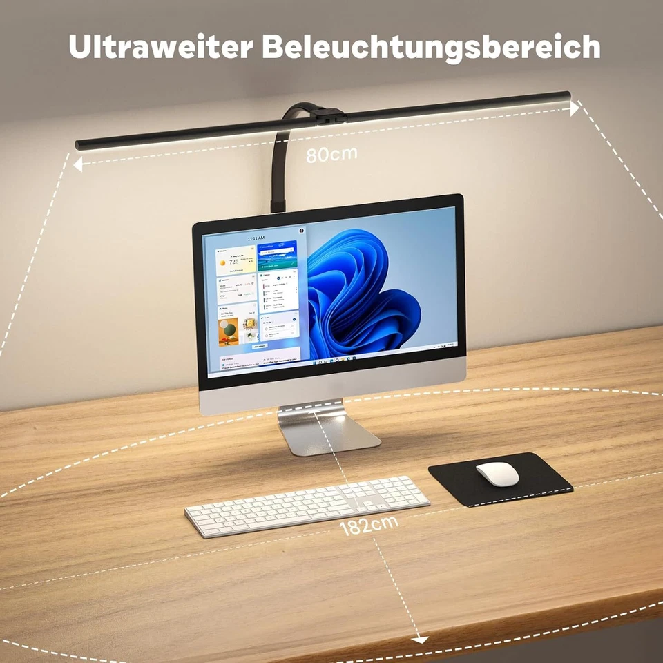 Doppelkopf Schreibtischlampe LED Dimmbar 24W 100 Beleuchtungsmodi Klemmbar Tages - Bild 3 von 4