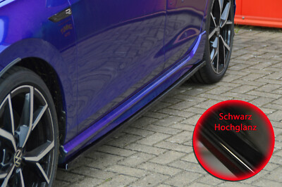 Seitenschweller Sideskirts Flaps aus ABS passend für VW Golf 8 R inSchwarz Glanz