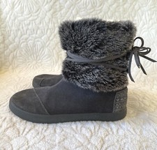 TOMS Toms Nepal Faux Fur Boot Grey Gray Suede Leather Faux Fur Girls Kids Size 3