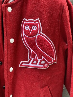 Mens OVO October's Very Own Red Varsity Jacket Drake Limited Rare
