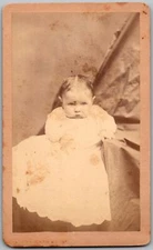 ANTIQUE CIRCA 1880S CDV CUTE BABY IN DRESS BERTHA ELLEN