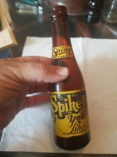 Spike-it Vintage Amber Acl Soda Pop Bottle Braddock, PA Pennsylvania