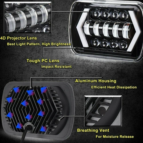 For Toyota Pickup 1982-1995 Truck 4Runner 5x7" 7x6" LED Headlight Hi-Lo Beam DRL - Picture 6 of 12