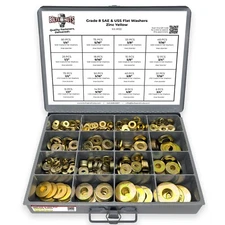 Grade 8 SAE & USS Flat Washers Zinc Yellow Assortment  - 561 PCS