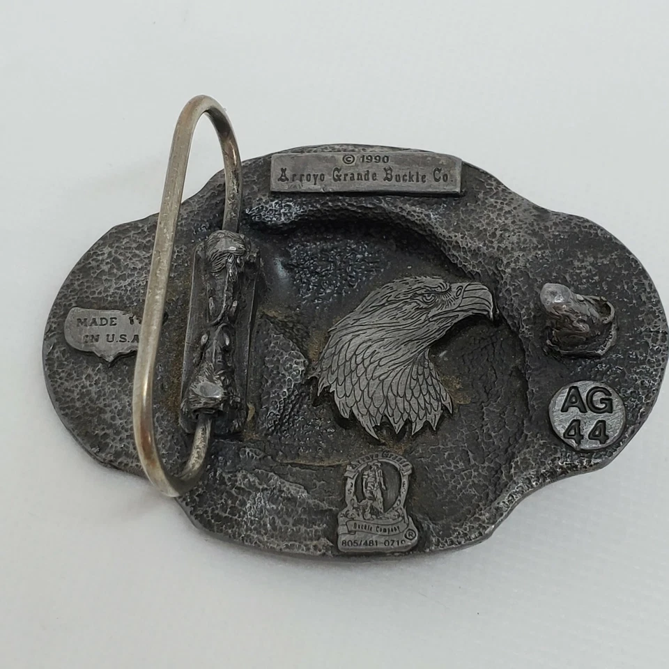 Arroyo Grande Buckle Co Eagle 1990 Belt Buckle AG44 Heavy Pewter 3D Vintage EUC - Image 2 of 4