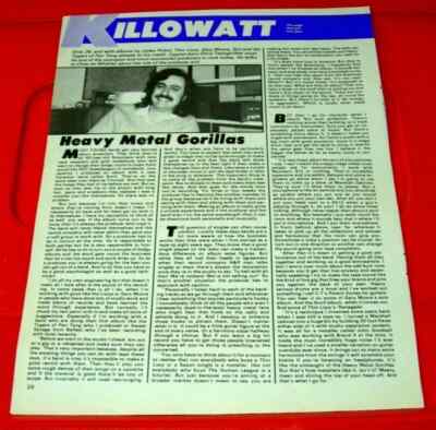 Chris Tsangarides Producer Vintage ORIG 1982 Kerrang Full Page ARTICLE/INTERVIEW