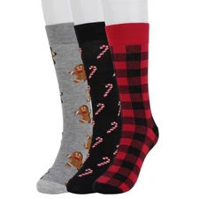 NWT Men’s Celebrate Together Christmas Socks Holiday Gift Printed Crew 3 Pairs