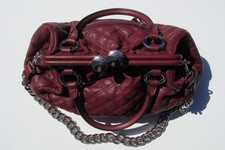 Marc Jacobs Cherry Leather Stam W/ Silver Hardware
