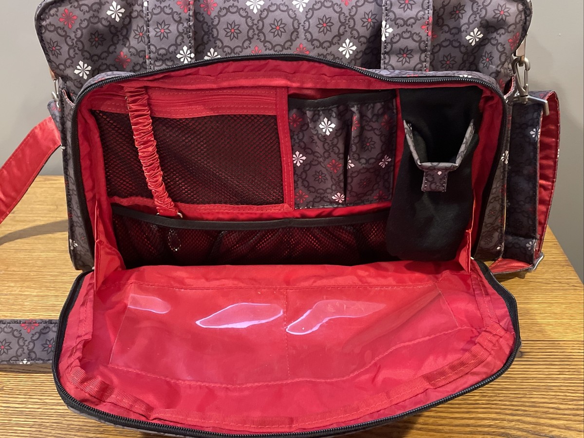 Ju Ju Be Jujube Gray Red Diaper Bag With Changing Pad Shoulder Bag Baby