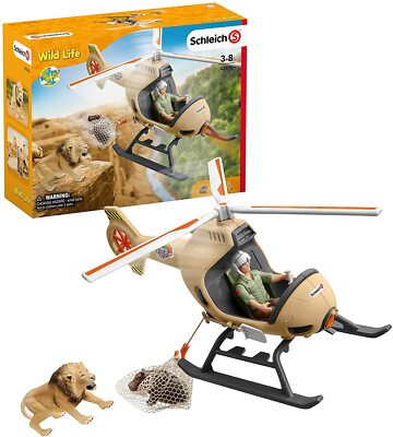 Schleich Dino Helicopter Rescue Playset - Dinosaur Figure With Helicopter & Enclosure