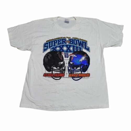T-shirt vintage 1999 Super Bowl XXXIII 33 Broncos vs Falcons taille homme taille XL - Photo 1 sur 11