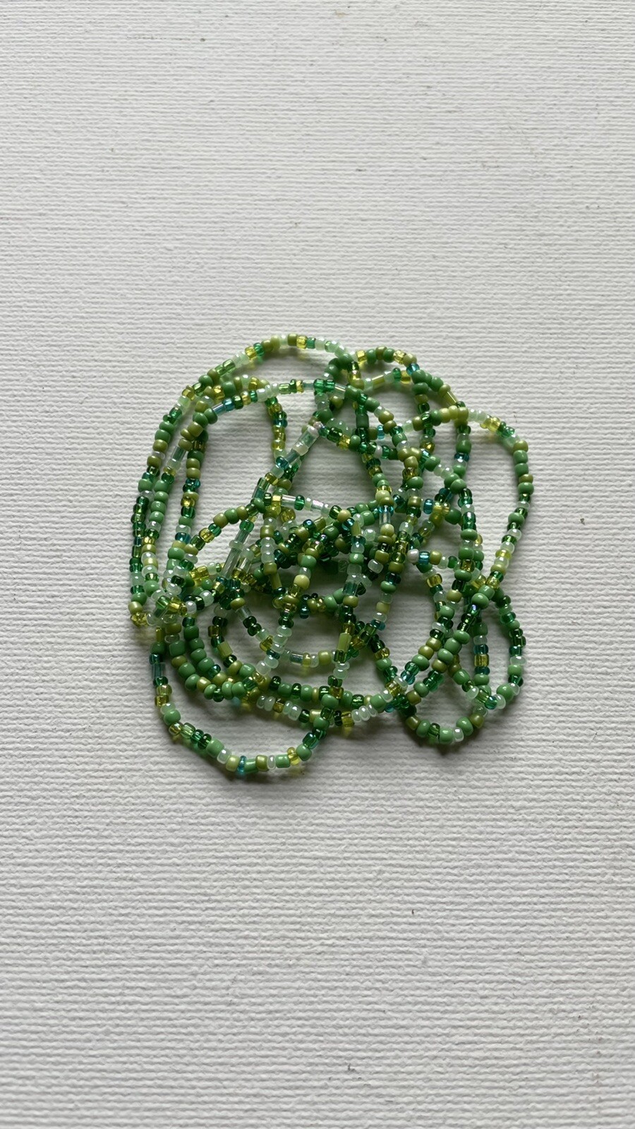 Glass Seed Bead Necklace Extra Long Hippy Love Beach Festive Mix Green