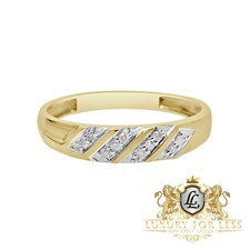 Genuine Diamond  10k Yellow Solid Gold Men's Wedding Anniversary Ring Band New