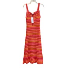 Jessica Simpson Tigerlily Combo Boho Crochet Striped Maxi Dress Small NEW