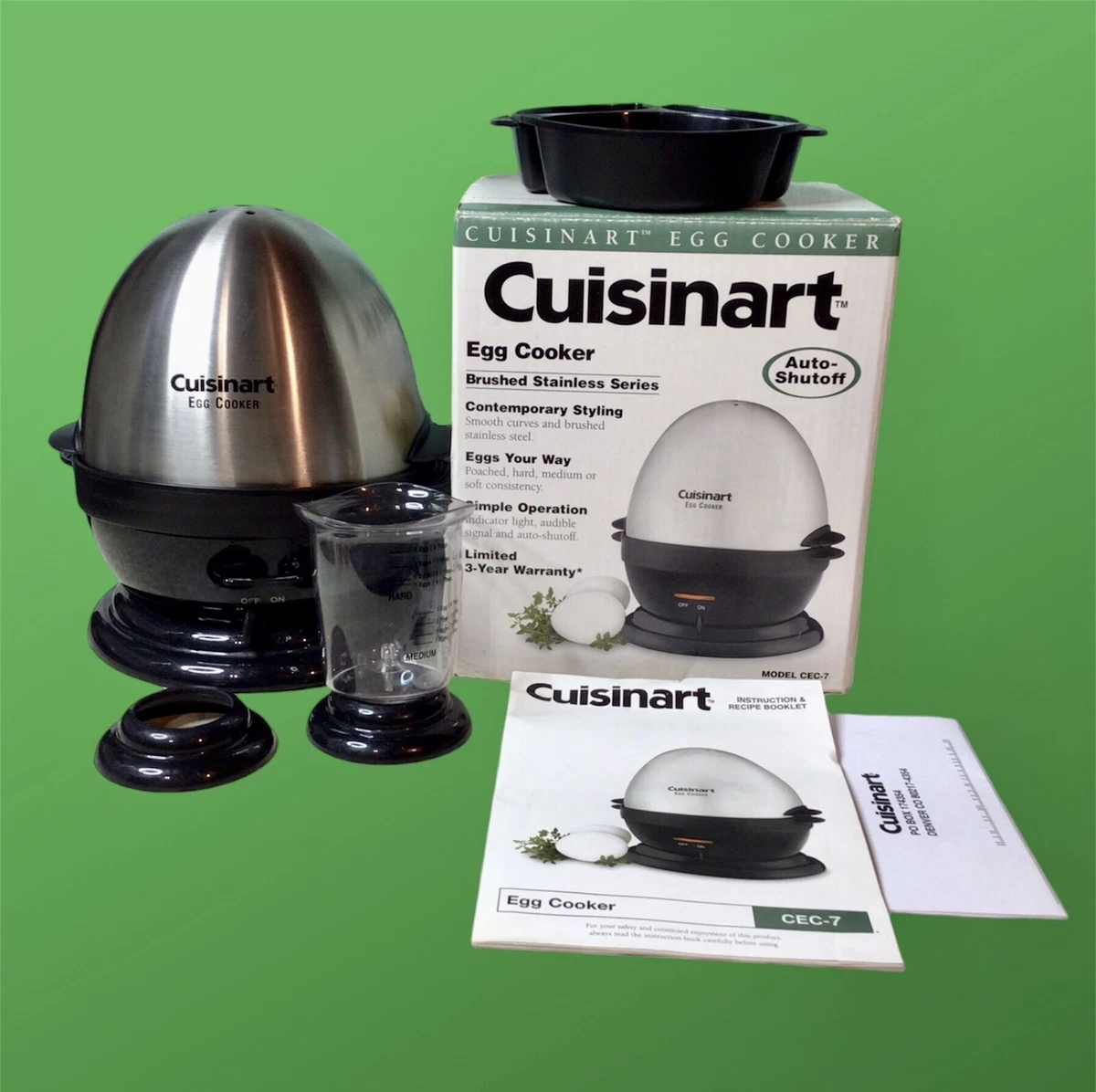 Cuisinart Egg Cooker Stainless Series Model CEC-7 Auto-Shutoff - COMPLETE  w/ BOX