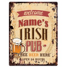 PP4227 IRISH PUB NAME'S Custom Personalized Chic Sign Decor Funny Gift