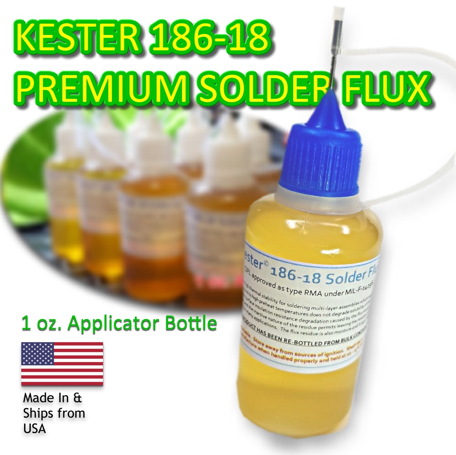 30ml Kester (1oz.) 18618 Liq. Soldering Rosin Flux Needle Tip Bottle