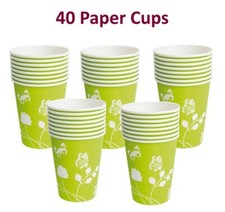 Image of x40 - Lime Green White Butterfly Summer Paper Cup - Afternoon Tea Party Cups