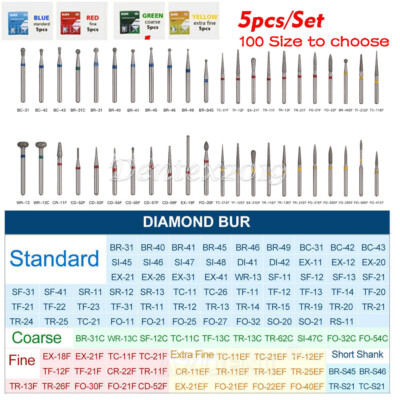 AZDENT 100Type Dental Diamond Burs FG Drill For High Speed Handpiece 1.6mm