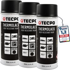 3x400 ml HOCHTEMPERATUR SPRÜHLACK SCHWARZ MATT AUSPUFF OFENLACK 800°C HITZEFEST