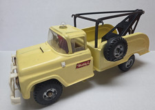 Vintage Buddy L Yellow Flat Tire Tow Truck Metal Original