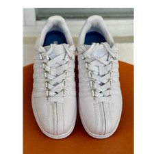 K-Swiss White Solid Low Top Lace-Up Athletic Sneakers Unisex Adults Pre-Owned