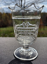 EAPG Unknown Maker Clear Glass Lozenges Crown Top Spooner Very Good Used Cond.