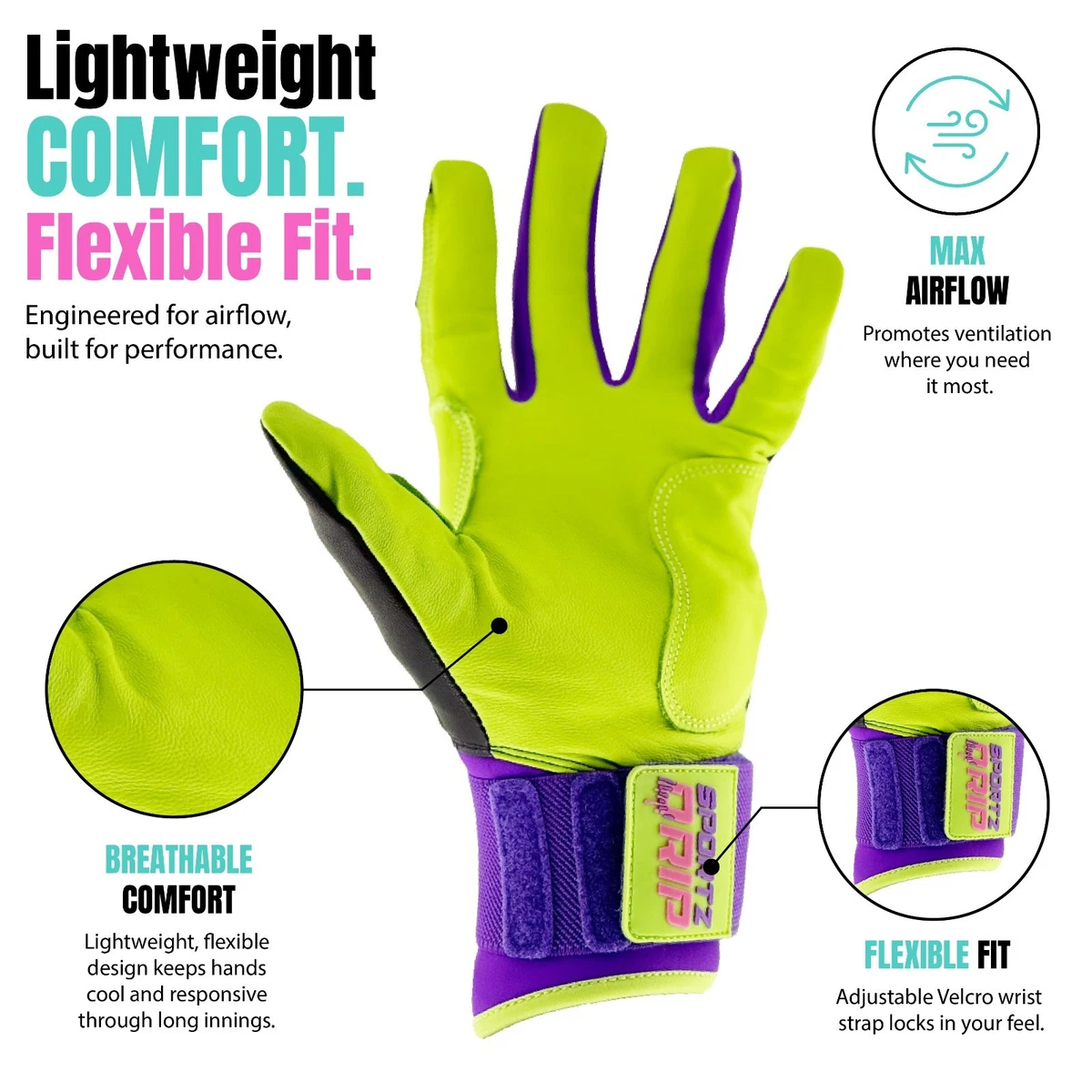 NUEVO Guantes de Bateo Sportz Drip Havoc Adultos Pequeños/Medianos Premium - Adultos S/M