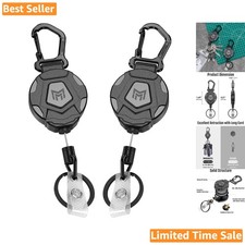 2-Pack Heavy Duty Retractable Keychain with Steel Cord for Reliable Access