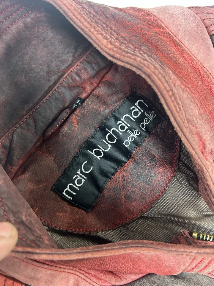 Antigo Distressed Pelle Pelle Marc Buchanan Design Exclusivo Tamanho 18 X 24 - Imagem 3 de 4