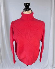 No Brand Women Size Medium Coral Pink Acrylic Blend Pullover Turtleneck Sweater