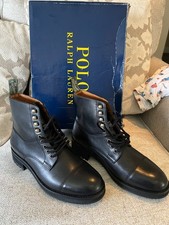 UNUSED Polo Ralph Lauren Bryson Boots Mens Black Genuine Leather y2k vintage