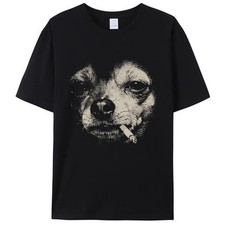 Dog Smoking Cigarette Funny Chihuahua Meme Women Men's T-Shirt Tee