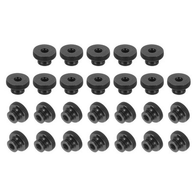 26Pcs Knurled Thumb Nuts, M6x12mm Carbon Steel Nut Iron Round Knobs Black