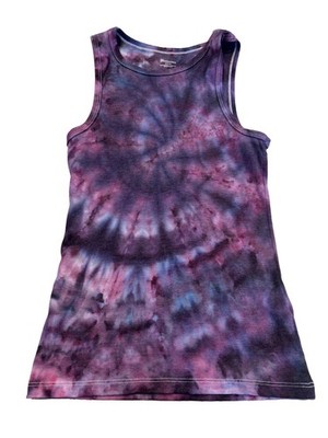 Handmade Ice Dye Tie Dye Tank Women s Medium Purple Blue Spiral 