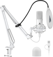 USB Microphone, 192Khz/24Bit Plug  Play PC Computer Podcast Condenser Cardioid