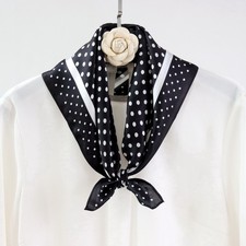 Black Polka Dots Paisley Print 100 Mulberry Silk Shawl Scarf Necktie Kerchief