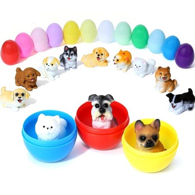 Pre-filled Easter Eggs with Dog Figures - 2.36'' Colorful Eggs, 12 Unique Breeds