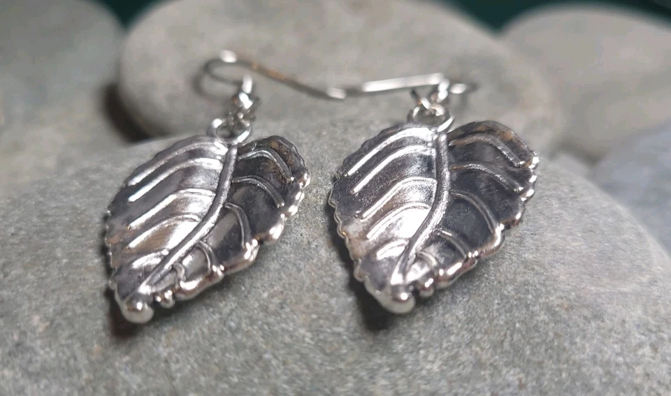 Pendientes hoja plata tibetana hojas filigrana colgantes Foto 3 de 4