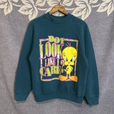 Vintage 1990s Looney Tunes Tweety Bird Do I Look Like I Care Cartoon Crewneck M