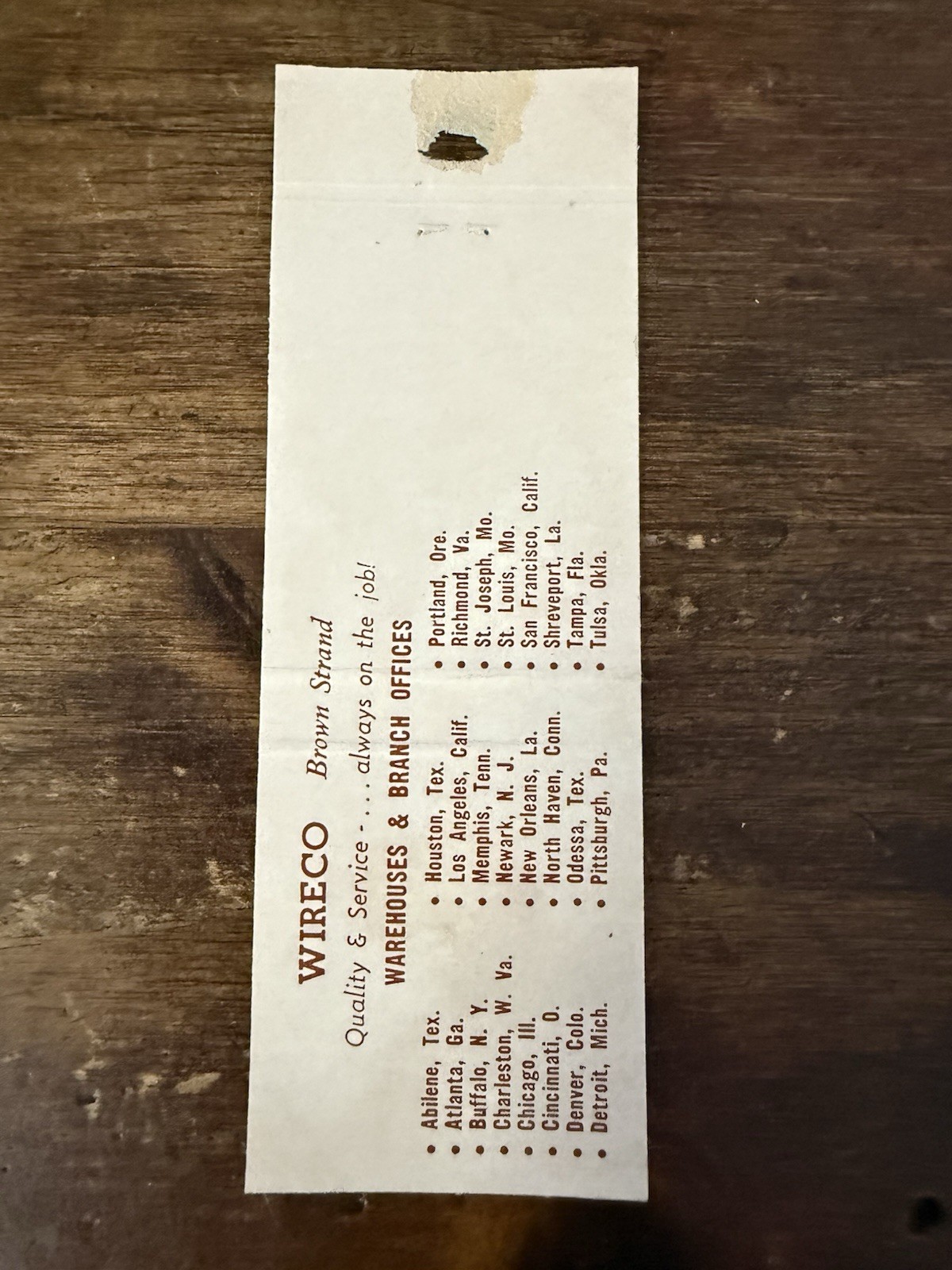 D741 Wireco Wire Rope Corporation St. Joseph Missouri Vintage Matchbook Cover