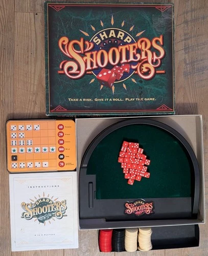 VINTAGE Sharp Shooters COMPLETE Milton Bradley 1994 Dice Game
