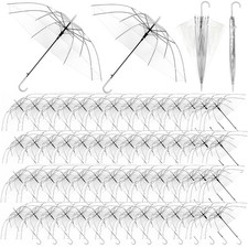 60 Pack Clear Wedding Umbrellas Bulk, Transparent Umbrella Wedding, Auto Open...