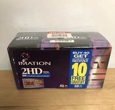 Vintage 1998 Imation 2HD 3.5" 1.44MB IBM Formatted Floppy Disks 50 Pack Sealed