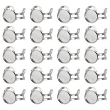 20Pcs 12mm Stainless Steel Flat Round Adjustable Finger Ring Base, Silver Tone