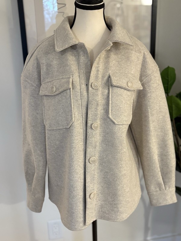 Avec Les Filles S Beige Taupe Shacket Neutral Overshirt Scandi Girl Soft Girl