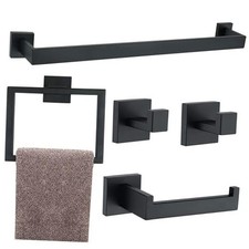5 Pieces Bathroom Hardware Accessories Set 24Inch Square 24" 5pcs Matte Black