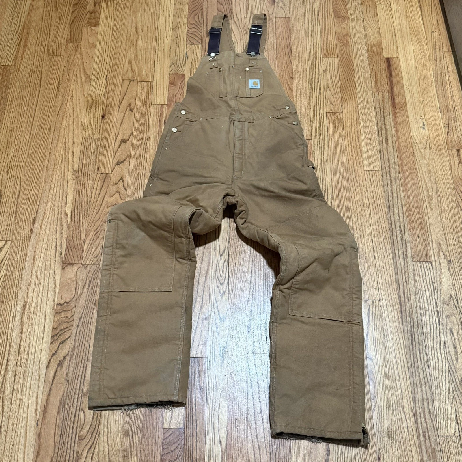 Carhartt R03-BRN Arctic Quilt-Lined Bib Overalls Duck Canvas Brown Men’s 34x36