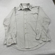 VINTAGE Yves Saint Laurent Shirt Mens Large 16 34 35 Gray Cotton Blend Casual